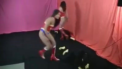 Fake twin wonder woman in pantyhose
